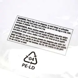 suffocation warning bags close up